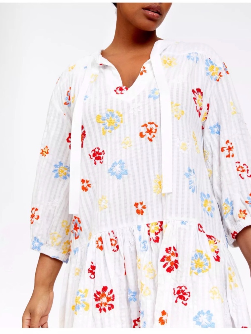 Tanya Taylor Swim Cover Up Dress XS White Floral Embroidered Oversized Resort